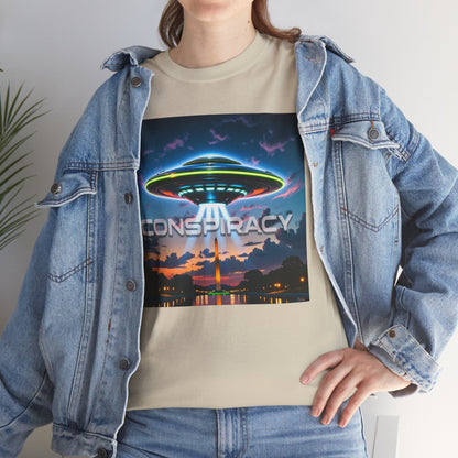 Retro Neon Alien UFO T-Shirt — "Conspiracy at DC" Graphic Tee