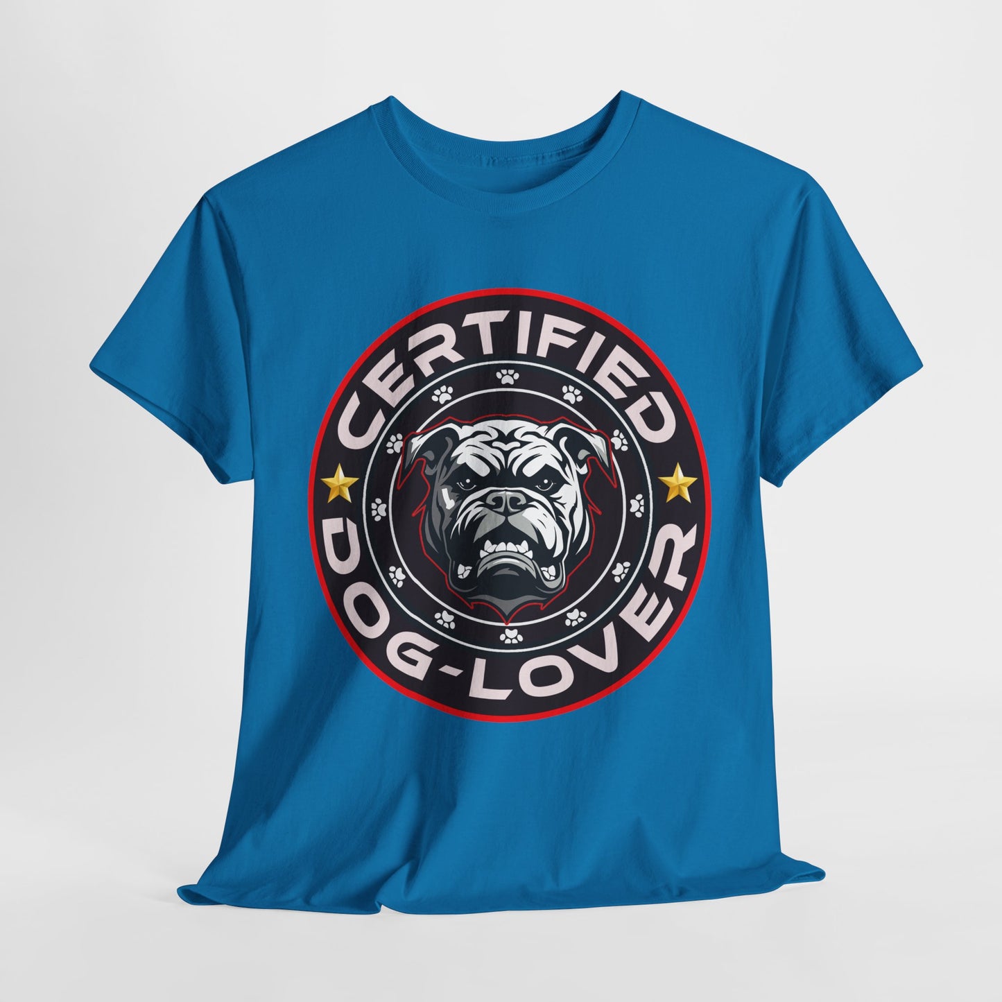 Certified Dog Lover Unisex Tee - Bulldog Print Design, GraphicTees, t-shirt, tshirt, png