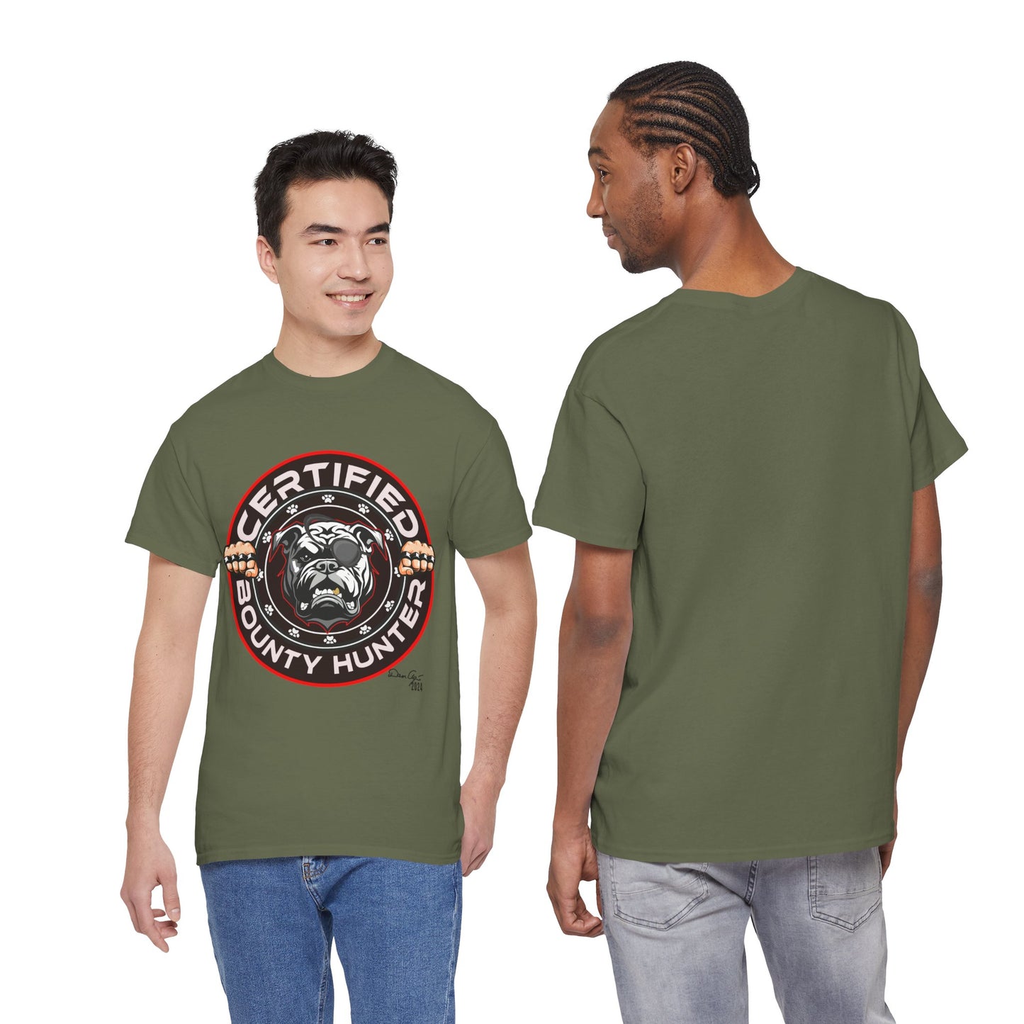 Certified Bounty Hunter, Unisex Heavy Cotton Tee, comedy, bulldog, print design, png, GraphicTees