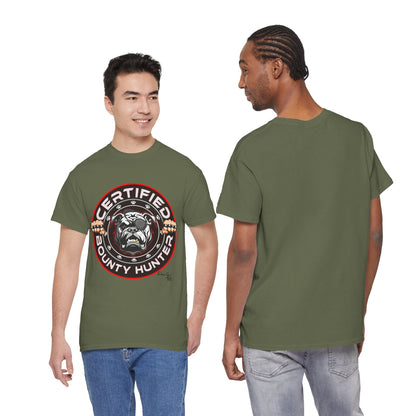 Certified Bounty Hunter, Unisex Heavy Cotton Tee, comedy, bulldog, print design, png, GraphicTees