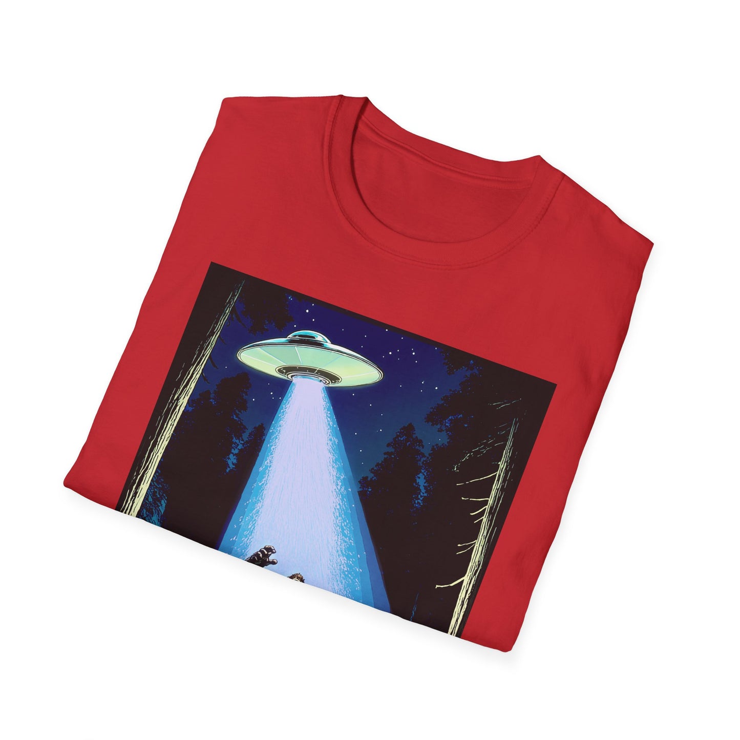 Bigfoot Probe Unisex Softstyle T-Shirt - Fun UFO Graphic Tee, Perfect Gift, Halloween, Nerd Culture, Outdoors, Alien, Graphic tees, t-shirts, Graphic design, t-shirts, tees