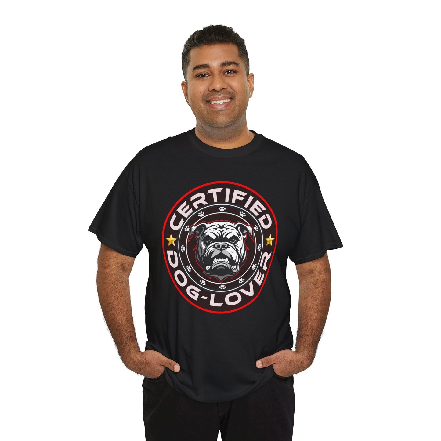 Certified Dog Lover Unisex Tee - Bulldog Print Design, GraphicTees, t-shirt, tshirt, png