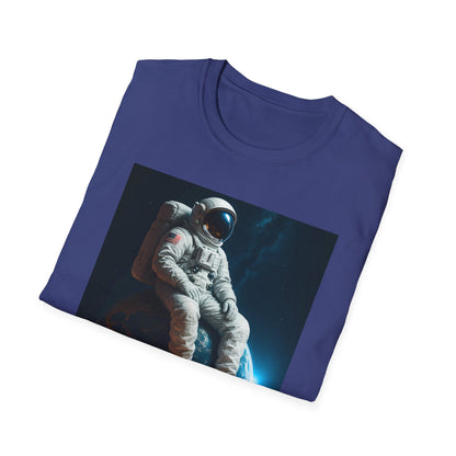Sitting on an Earth, Cosmic Astronaut T-Shirt, Unisex Graphic Tee, Space Lover Gift, Casual Wear, Astronomy Fan Shirt, Graphic Tee, t-shirt, tshirt, png