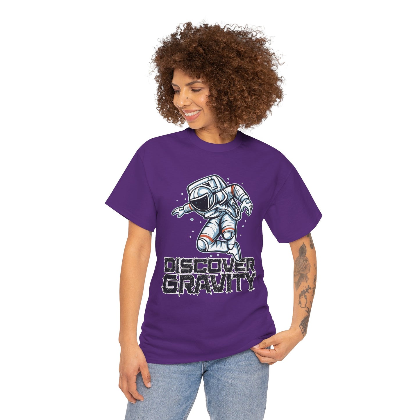 Discover Gravity. Unisex Heavy Cotton Tee - Fun Astronaut, Astronomy Graphic Tee - Unisex graphic design, png Express Delivery available