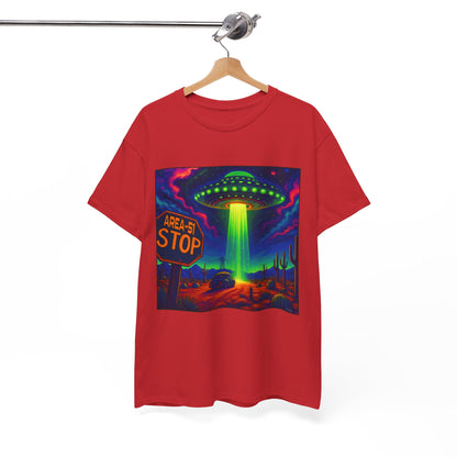 Area 51 Stop UFO Abduction T-Shirt — Neon Alien Invasion Tee