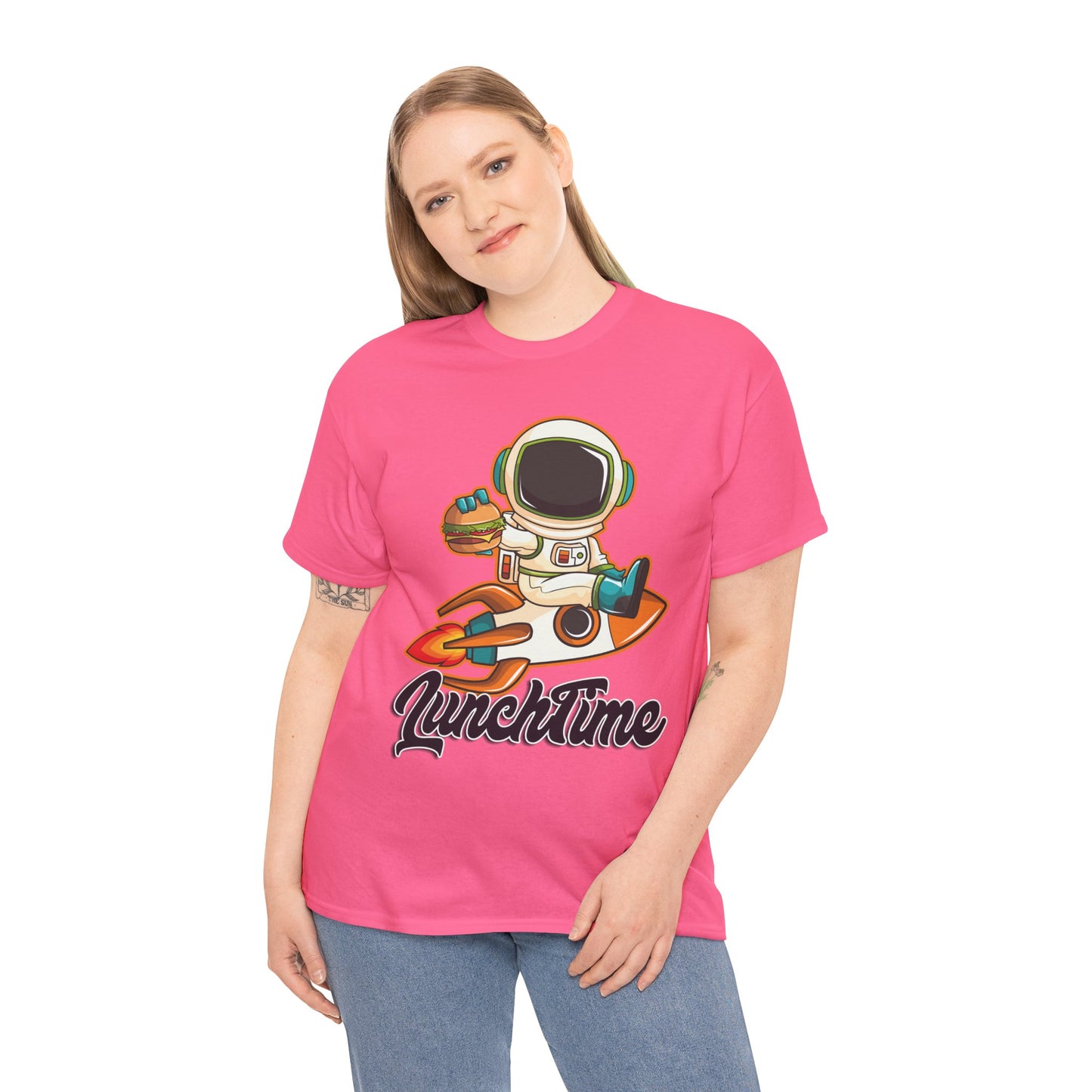 Astronaut Lunchtime Unisex Heavy Cotton Tee - Fun Graphic T-Shirt for Space Lovers, GraphicTees, png, t-shirts, tshirts