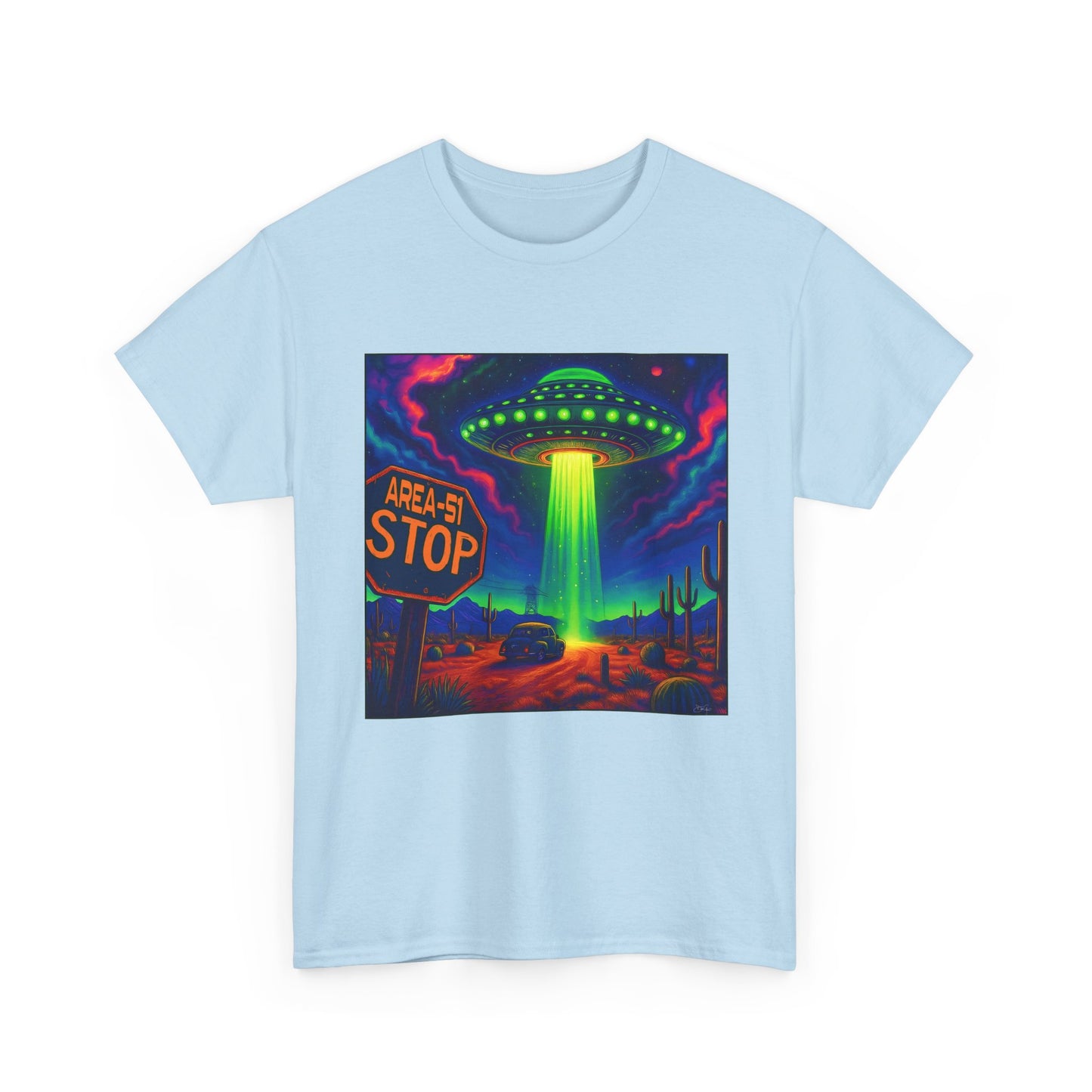 Area 51 Stop UFO Abduction T-Shirt — Neon Alien Invasion Tee