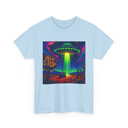 Area 51 Stop UFO Abduction T-Shirt — Neon Alien Invasion Tee