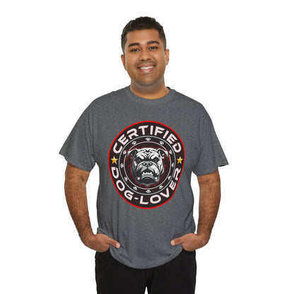 Certified Dog Lover Unisex Tee - Bulldog Print Design, GraphicTees, t-shirt, tshirt, png