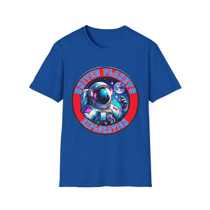 United Planets Exploration Astronaut T-Shirt, Science Themed Tee, Outer Space Shirt for Gift, Birthday, Unisex Softstyle Apparel