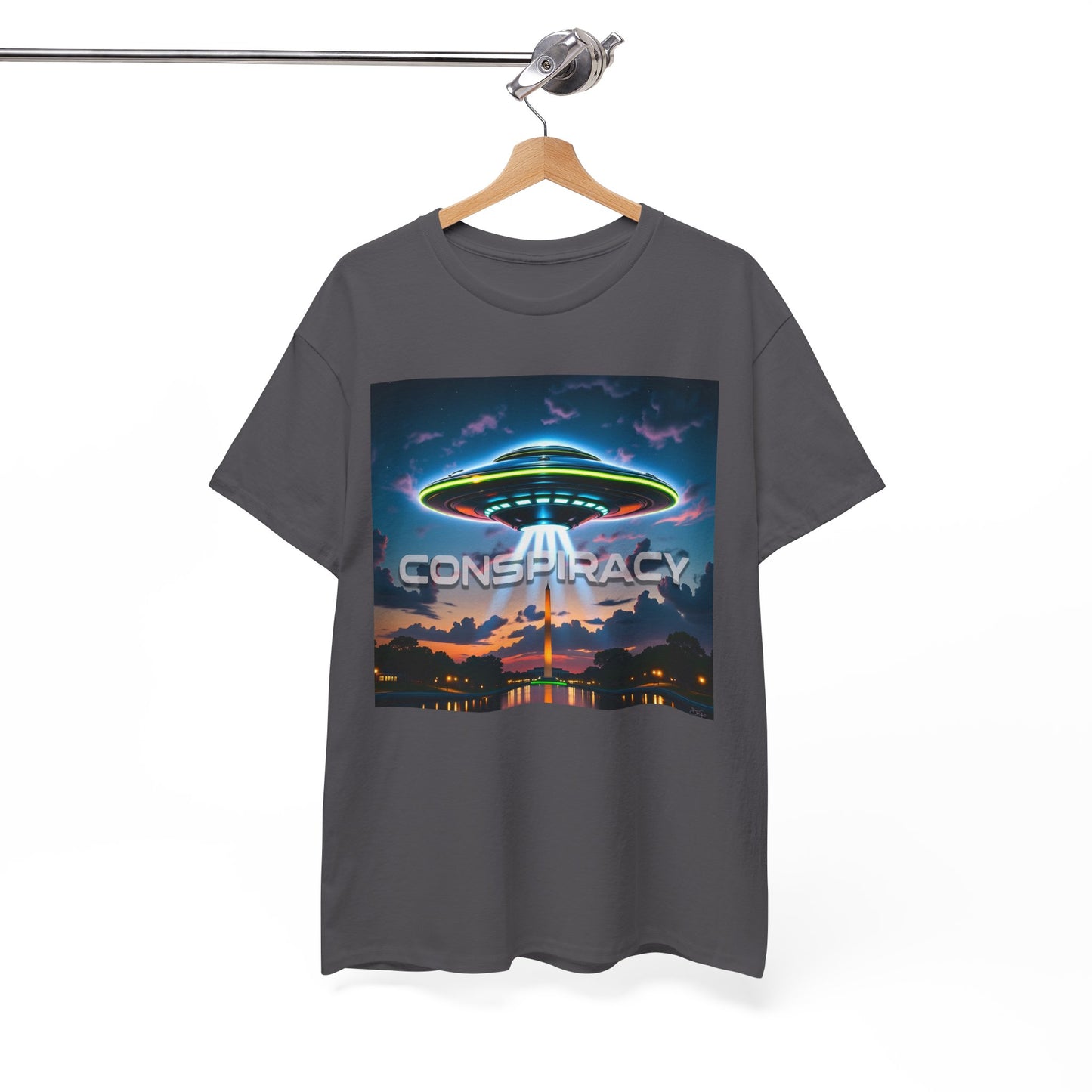 Retro Neon Alien UFO T-Shirt — "Conspiracy at DC" Graphic Tee