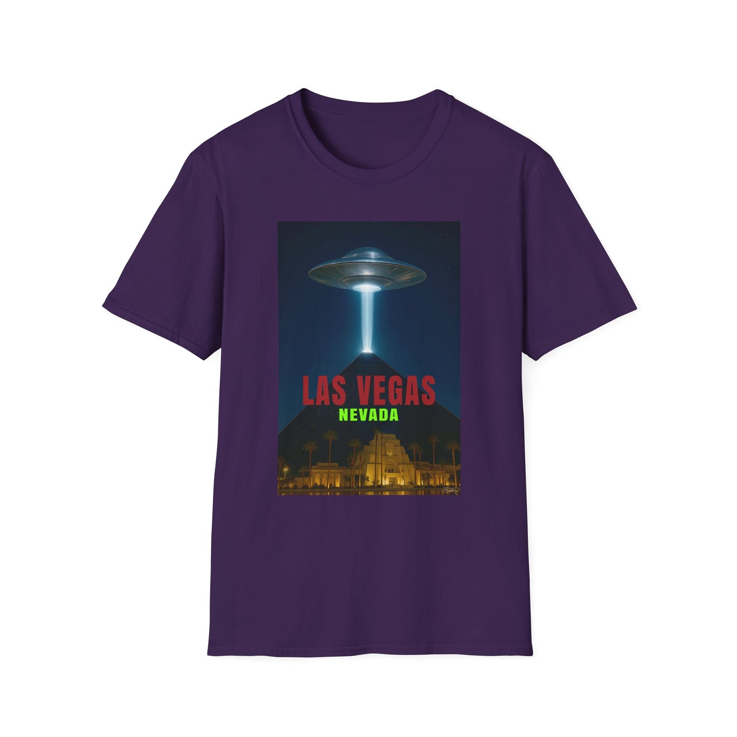 Luxor UFO, Las Vegas UFO Unisex Softstyle T-Shirt - Retro Nevada Design, graphic design, t-shirts, tshirts, tees, GraphicTees, png