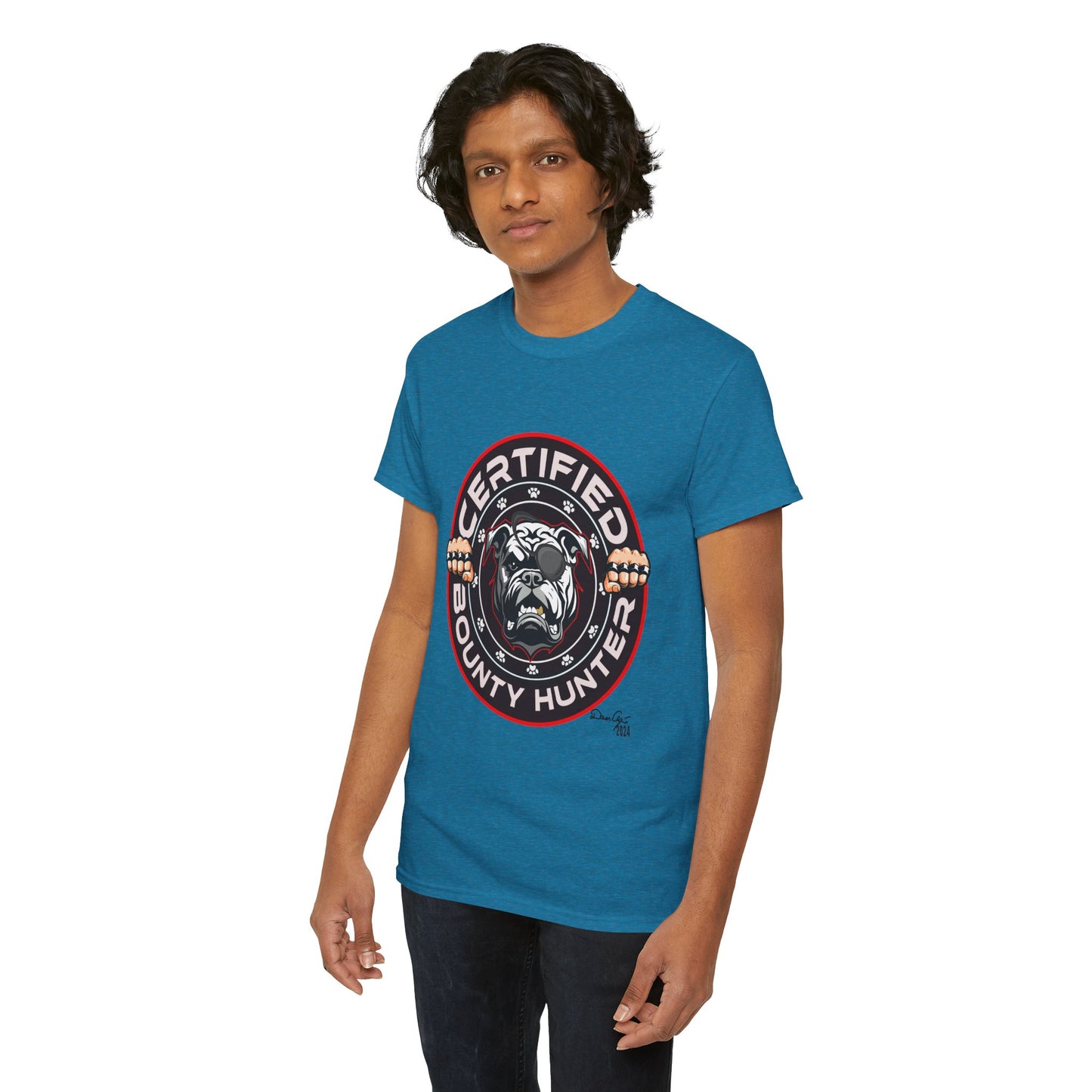 Certified Bounty Hunter, Unisex Heavy Cotton Tee, comedy, bulldog, print design, png, GraphicTees