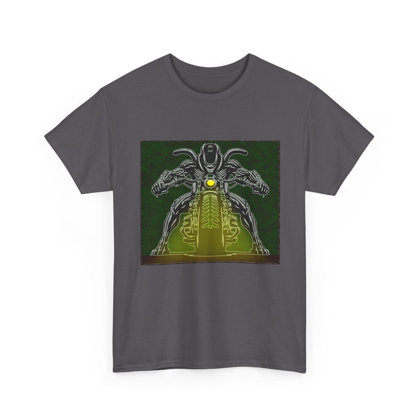 Alien Biker Neon Sci‑Fi Motorcycle T-Shirt