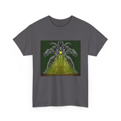 Alien Biker Neon Sci‑Fi Motorcycle T-Shirt