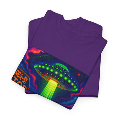 Area 51 Stop UFO Abduction T-Shirt — Neon Alien Invasion Tee