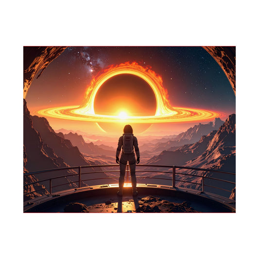 Astronaut watching Blackhole, Space-Themed Satin Posters, Cosmic Decor for Astronaut Enthusiasts, Unique Wall Art, Gift for Science Lovers, Home Office Decoration, t-shirts, tshirts, tees