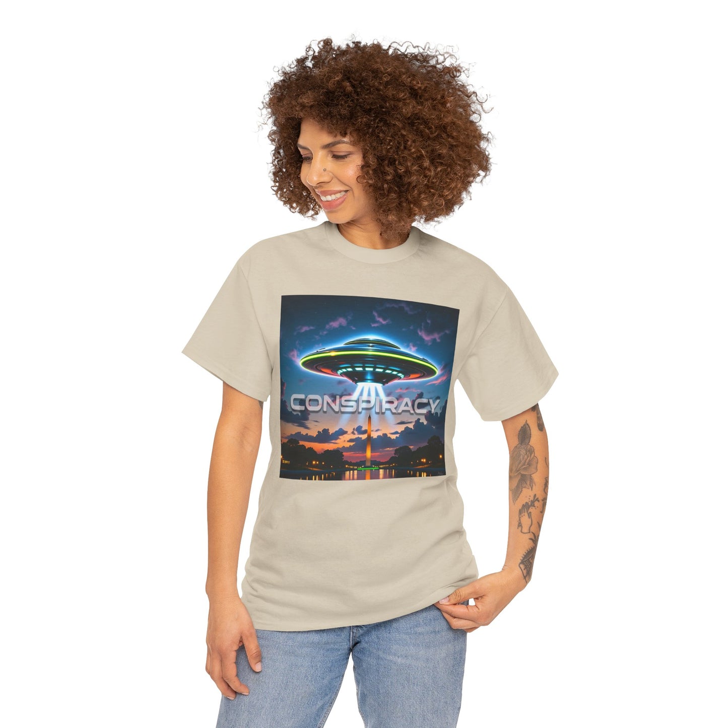 Retro Neon Alien UFO T-Shirt — "Conspiracy at DC" Graphic Tee