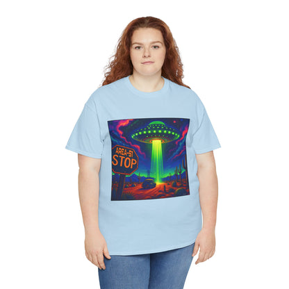 Area 51 Stop UFO Abduction T-Shirt — Neon Alien Invasion Tee