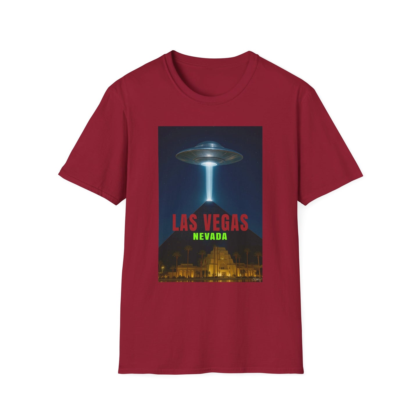 Luxor UFO, Las Vegas UFO Unisex Softstyle T-Shirt - Retro Nevada Design, graphic design, t-shirts, tshirts, tees, GraphicTees, png