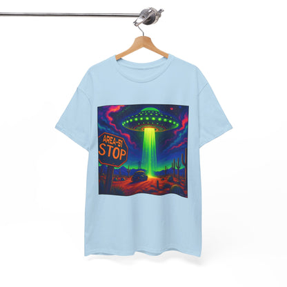 Area 51 Stop UFO Abduction T-Shirt — Neon Alien Invasion Tee