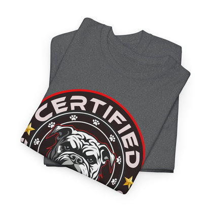 Certified Dog Lover Unisex Tee - Bulldog Print Design, GraphicTees, t-shirt, tshirt, png