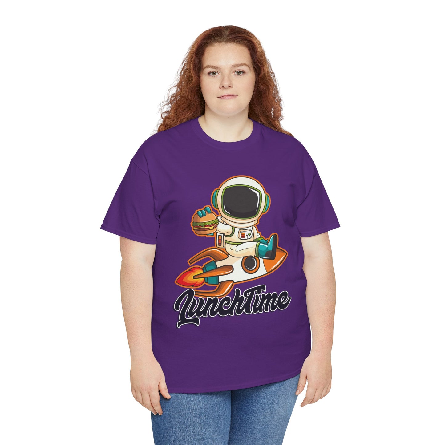 Astronaut Lunchtime Unisex Heavy Cotton Tee - Fun Graphic T-Shirt for Space Lovers, GraphicTees, png, t-shirts, tshirts