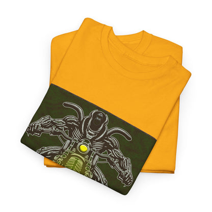 Alien Biker Neon Sci‑Fi Motorcycle T-Shirt