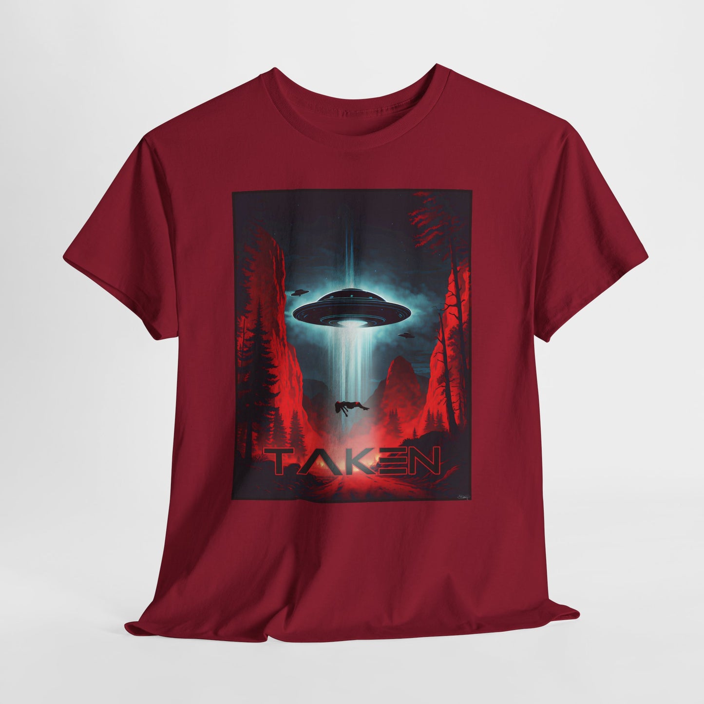 Taken, Unisex Heavy Cotton Tee, UFO inspired t-shirt, graphic design, art, png, t-shirts, tshirts, tee