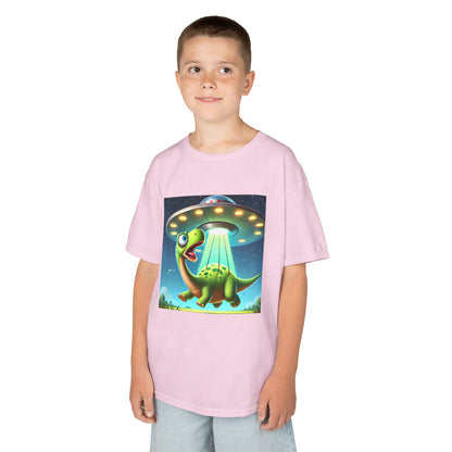 Dinosaur UFO Kids Tee, Fun Graphic Shirt for Boys and Girls, Perfect for Birthdays, Parties, Casual Wear, Gifts, tshirt, t-shirt