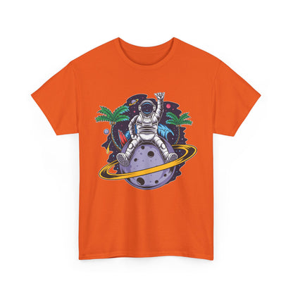 Cosmic Adventure, Unisex Heavy Cotton Tee - Astronaut & Planet Design, graphic design, png, art