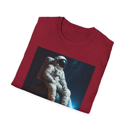 Sitting on an Earth, Cosmic Astronaut T-Shirt, Unisex Graphic Tee, Space Lover Gift, Casual Wear, Astronomy Fan Shirt, Graphic Tee, t-shirt, tshirt, png