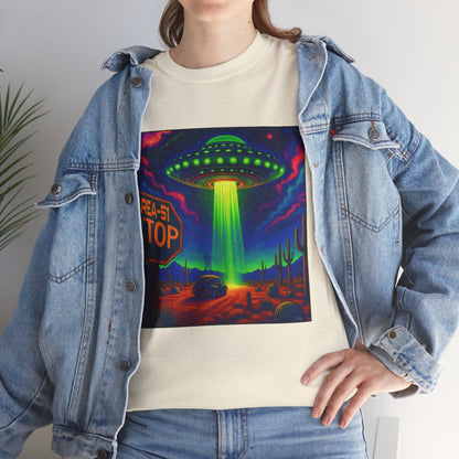 Area 51 Stop UFO Abduction T-Shirt — Neon Alien Invasion Tee