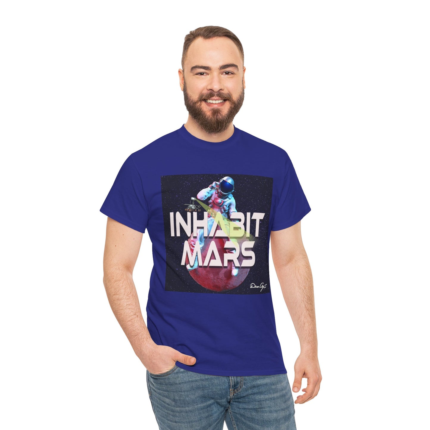 Inhabit Mars, Unisex Heavy Cotton Tee, Space, SpaceX, Universe, UFO, multiverse, graphic design, png, graphic design, t-shirts, tee