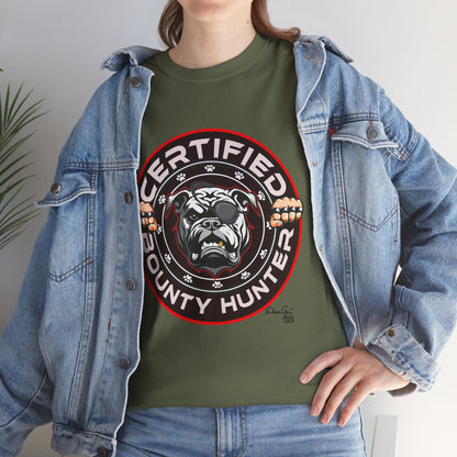 Certified Bounty Hunter, Unisex Heavy Cotton Tee, comedy, bulldog, print design, png, GraphicTees