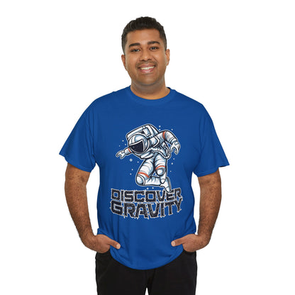 Discover Gravity. Unisex Heavy Cotton Tee - Fun Astronaut, Astronomy Graphic Tee - Unisex graphic design, png Express Delivery available
