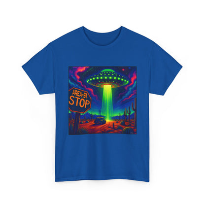 Area 51 Stop UFO Abduction T-Shirt — Neon Alien Invasion Tee