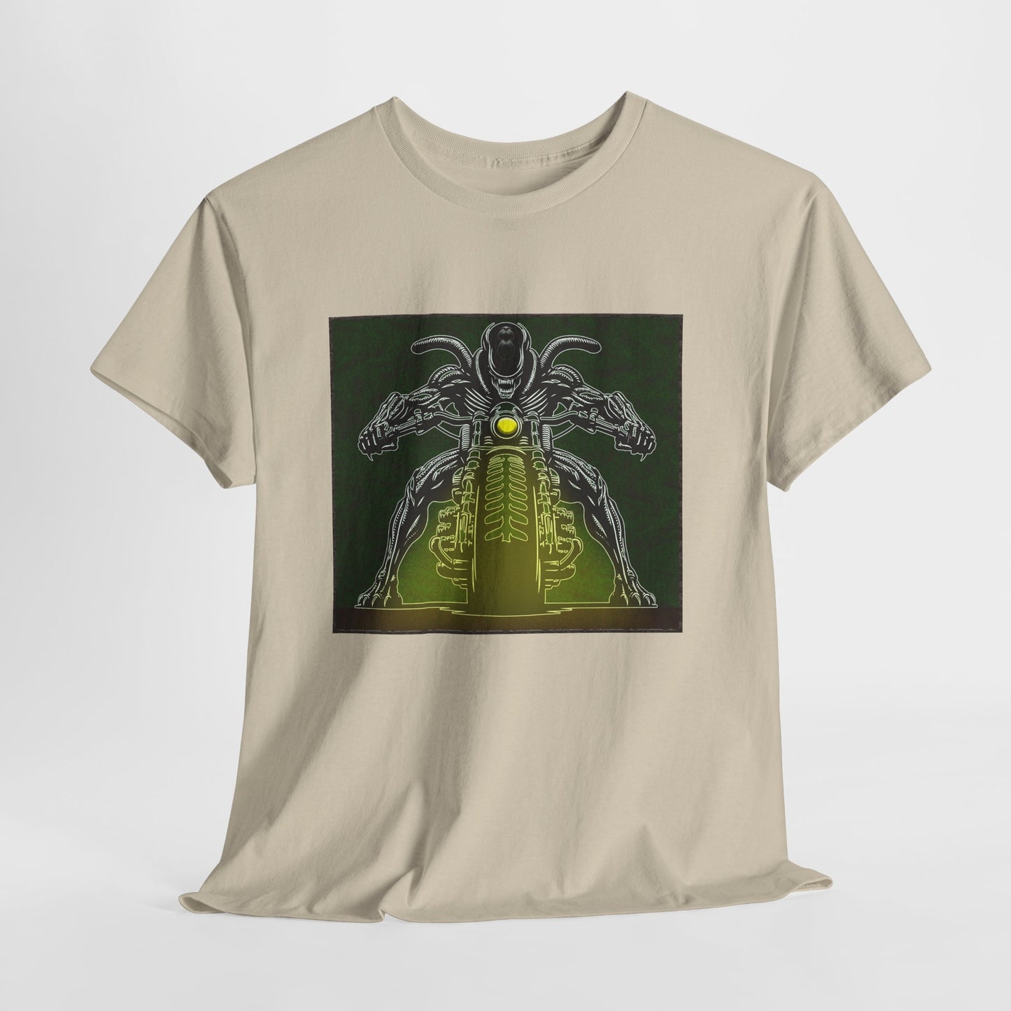 Alien Biker Neon Sci‑Fi Motorcycle T-Shirt