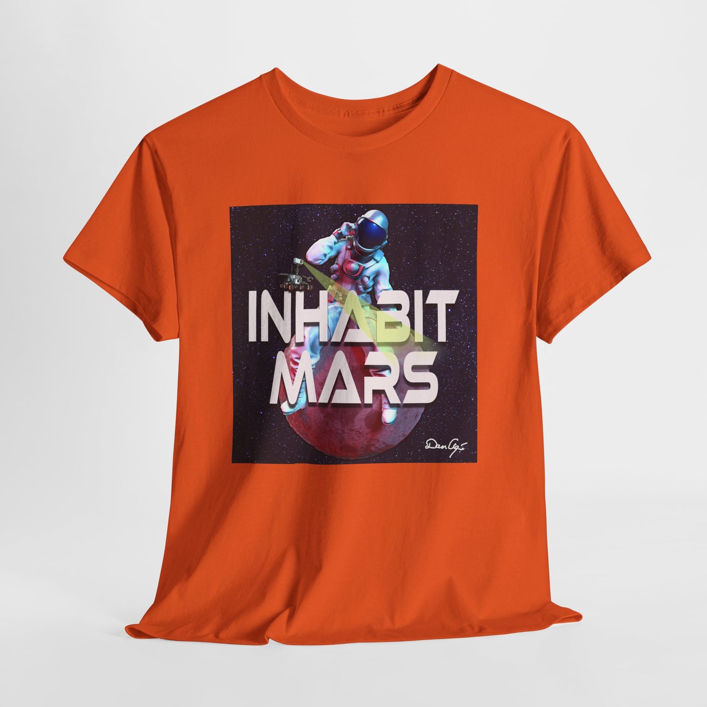 Inhabit Mars, Unisex Heavy Cotton Tee, Space, SpaceX, Universe, UFO, multiverse, graphic design, png, graphic design, t-shirts, tee