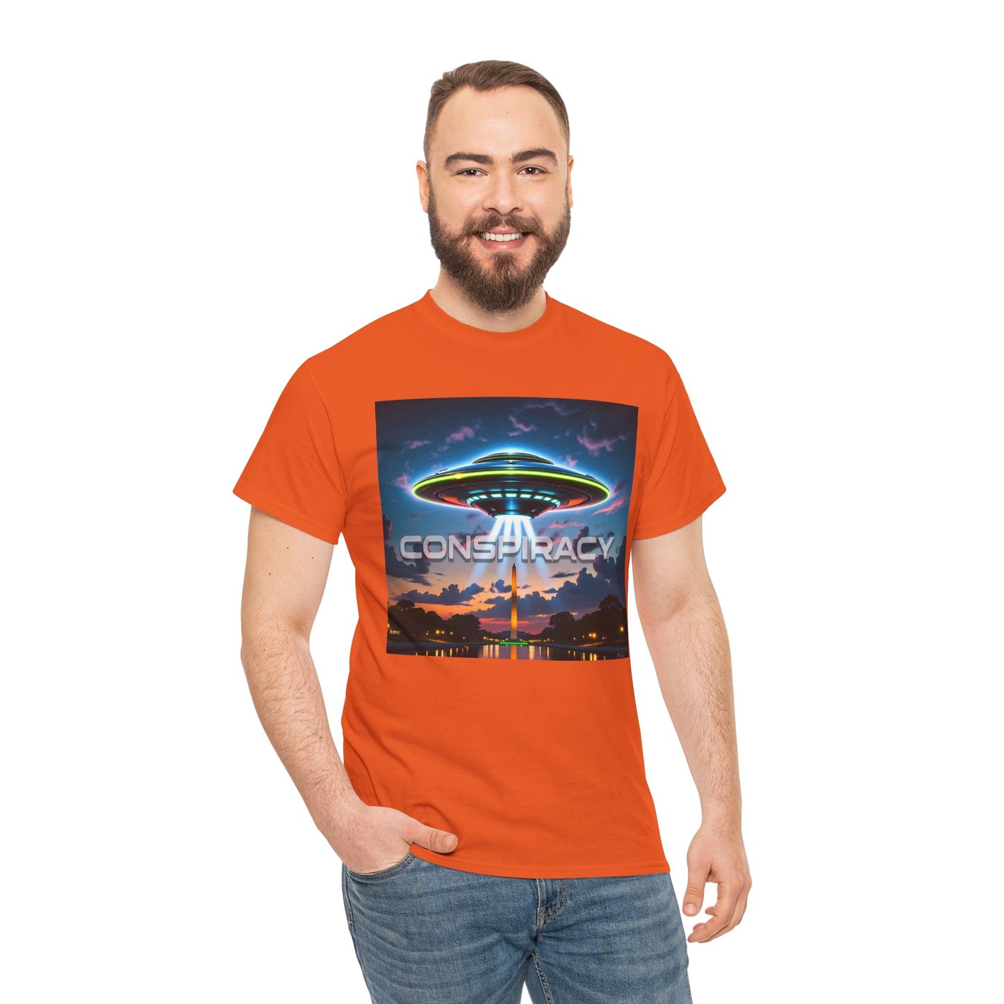 Retro Neon Alien UFO T-Shirt — "Conspiracy at DC" Graphic Tee
