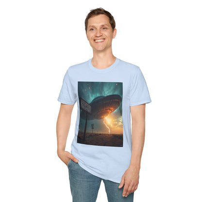 Roswell City Limits, Alien Sunset Softstyle T-Shirt | Unisex Graphic Tee, UFO Theme Shirt, Casual, Gift for Sci-Fi Lovers, Summer Fashion