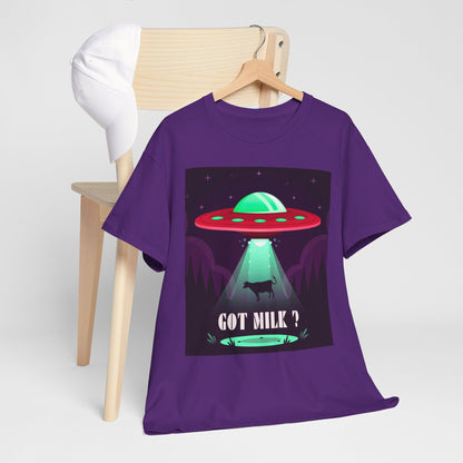 Got Milk? Unisex Heavy Cotton Tee, UFO abduction, comedy, funny, t-shirt, t-shirt, graphic design, tee, png