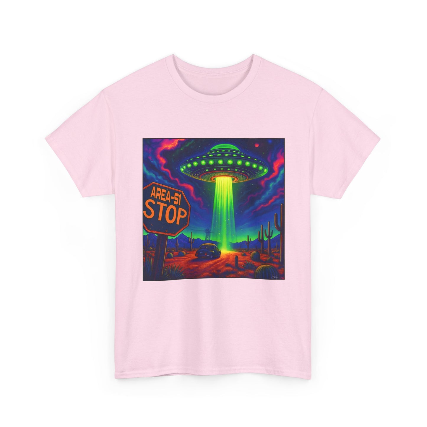 Area 51 Stop UFO Abduction T-Shirt — Neon Alien Invasion Tee