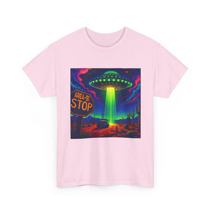Area 51 Stop UFO Abduction T-Shirt — Neon Alien Invasion Tee