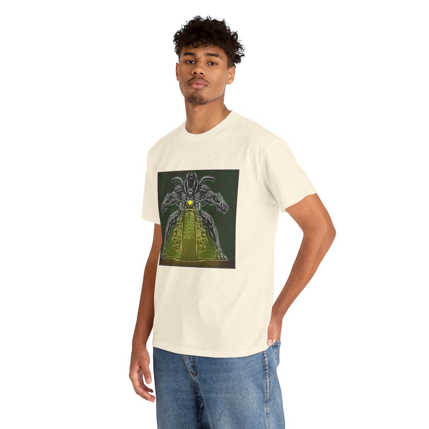 Alien Biker Neon Sci‑Fi Motorcycle T-Shirt