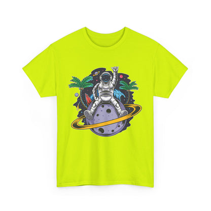 Cosmic Adventure, Unisex Heavy Cotton Tee - Astronaut & Planet Design, graphic design, png, art