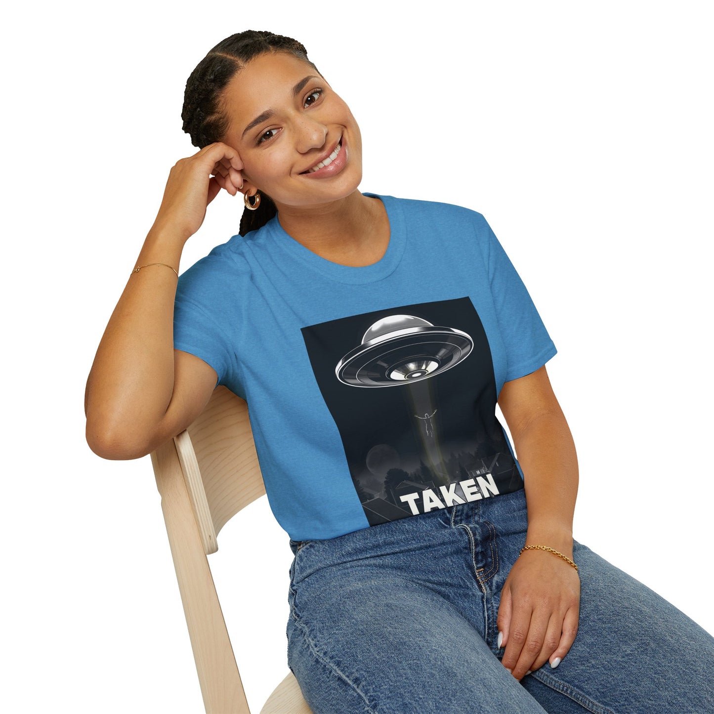 Taken 3, Alien Theme Unisex Softstyle T-Shirt, Fun Graphic Tee for UFO Lovers, Great for Casual Wear, Gifts for Sci-Fi Fans, Cool Shirt