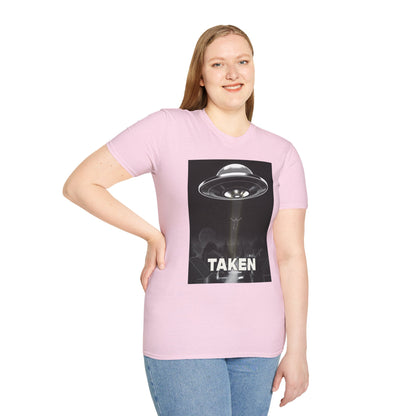 Taken 3, Alien Theme Unisex Softstyle T-Shirt, Fun Graphic Tee for UFO Lovers, Great for Casual Wear, Gifts for Sci-Fi Fans, Cool Shirt