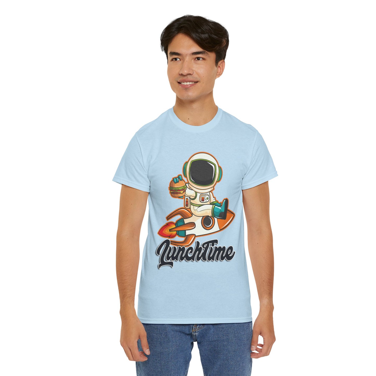 Astronaut Lunchtime Unisex Heavy Cotton Tee - Fun Graphic T-Shirt for Space Lovers, GraphicTees, png, t-shirts, tshirts