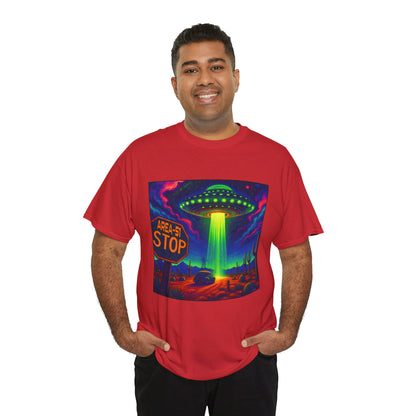 Area 51 Stop UFO Abduction T-Shirt — Neon Alien Invasion Tee